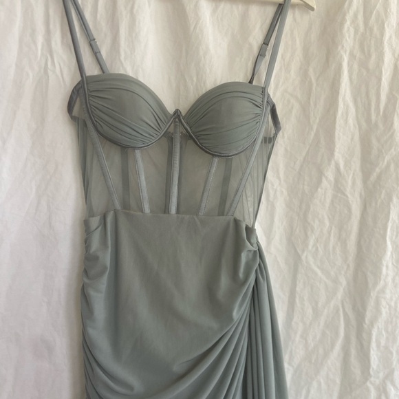 Miss Circle Grey Ruched Draping Mesh Corset Dress Size XS - Picture 9 of 16